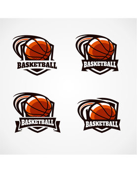 Basketball Badge Vector Set of 4