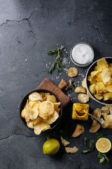 Bowl of home made potato chips