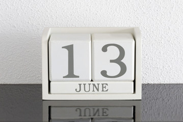 White block calendar present date 13 and month June