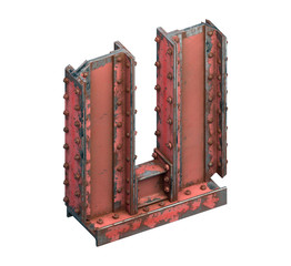Painted construction of steel beams font.