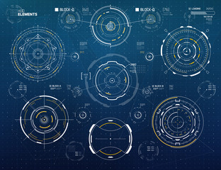 Vector Circular Elements Set for HUD Sci Fi Interfaces