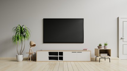 TV cabinet the cabinet in modern living room on white wall background,3d rendering