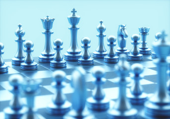Pieces of chess game, image with shallow depth of field.