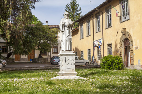 Monument to Luca Pacioli. Sansepolcro. Italy.