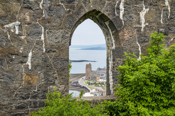 Fototapeta na wymiar Window of McCaig's Tower in Oban, Scotland