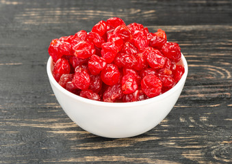 Dry cherries in bowl