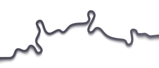 Obraz premium Winding Road on a White Isolated Background. Travel and Journey route creative banner. Vector EPS 10