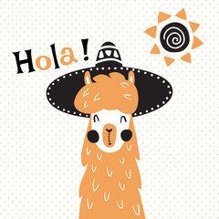 llama in hat