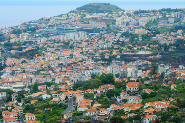 Fototapeta na wymiar Landscape with town. View of Funchal
