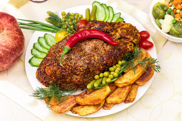 Appetizing baked fillet of pork