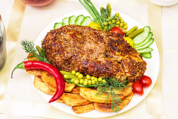 Appetizing baked fillet of pork