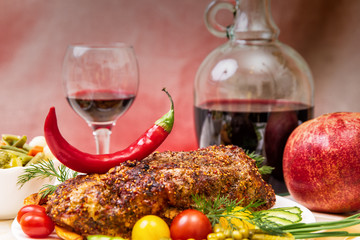 Appetizing baked fillet of pork