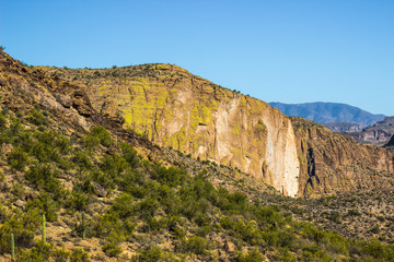 Sheer Moss Covered Mountain Cliffs