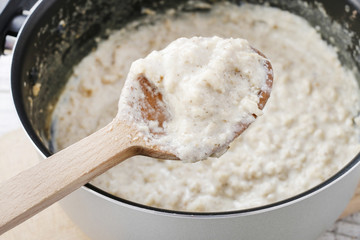 Spoon with porridge
