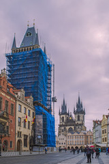 Fototapeta na wymiar The Prague Astronomical Clock Tower reconstruction