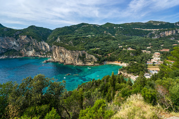 Fototapeta na wymiar Scenic view on Paleokastritsa bay in Corfu, Greece.