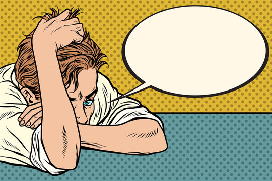 male fatigue at the office. Intellectual work