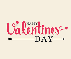 Valentines Day. Greeting card, typography poster with lettering, arrow and hearts. Vector illustration