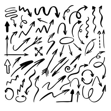 Hand drawn arraws set. Vector icon.