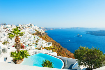 Santorini island, Greece. Luxury greek resort.