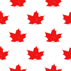 Canada seamless pattern. Vector background with red maple leaves