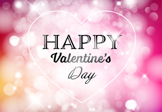 Valentine's Day Card with Blurred Bokeh Lights