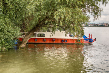 Naklejka premium Belgrade, Serbia May 19, 2016: Boat on the Danube