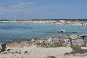 Fototapeta na wymiar Formentera, Spain - September 08, 2016 : View of Platja de ses Illetes