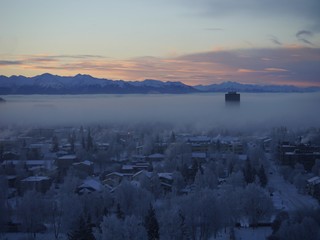 Sunrise and Fog in Anchorage, Alaska