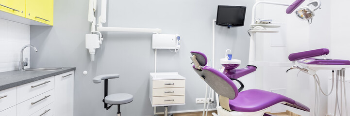 Bright dental office with chair