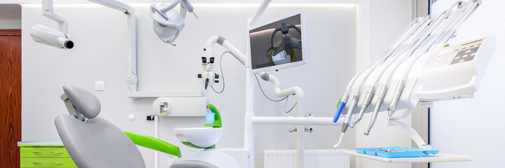 Dental office with grey chair