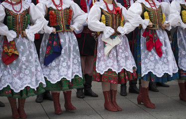 Polish folk dance group with traditional costume