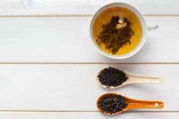 tea on the wooden table