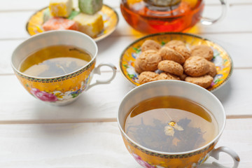 tea on the wooden table