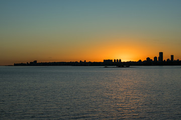 Fototapeta na wymiar Sunset Cityscape Scene, Montevideo, Uruguay