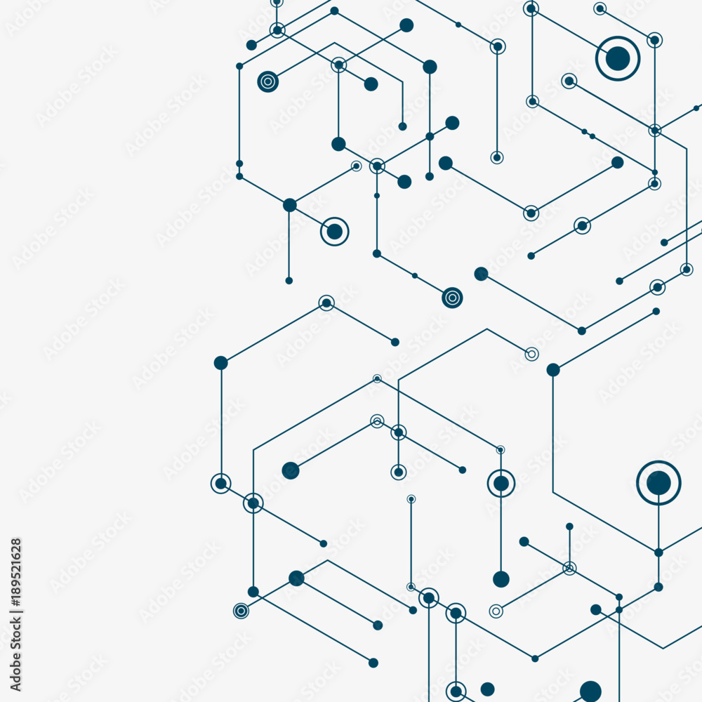 Poster Abstract vector connection hexagons and social network background