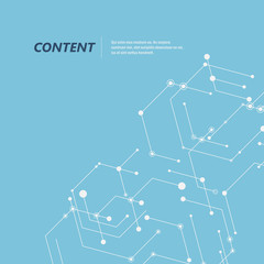 Abstract vector connection hexagons and social network background