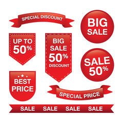 Set of sale tags with text, Special Discount, best price, 50% off. Labels for banner , flyers, poster and website.