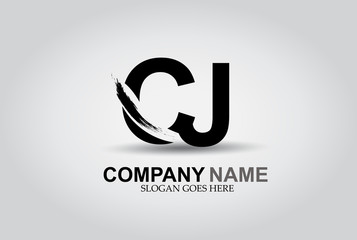 CJ Splash Brush Letters Design Logo