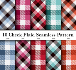 Fototapeta premium 10 Check plaid seamless pattern