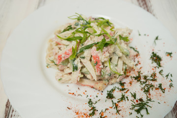 salad with chicken fillet