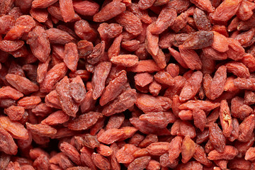 Texture of goji berries close-up, background