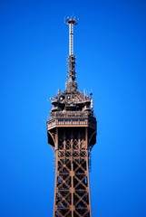 Top of the famous Eiffel Tower in Paris