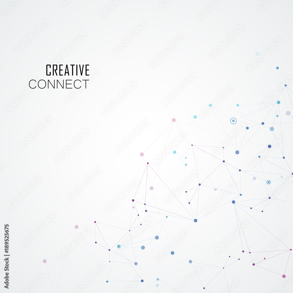 Poster lines connecting creative grid points on surface. abstract cover background