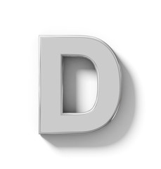 Obraz premium letter D 3D silver isolated on white with shadow - orthogonal projection