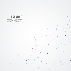 Lines connecting creative grid points on surface. Abstract cover background