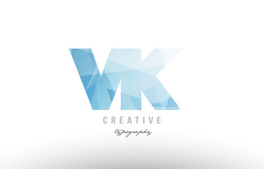 Obraz premium vk v k blue polygonal alphabet letter logo icon combination