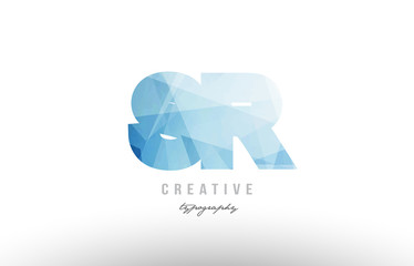 sr s r blue polygonal alphabet letter logo icon combination
