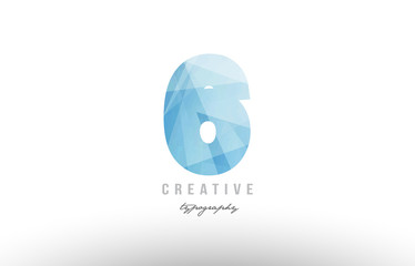 6 blue polygonal number logo icon design