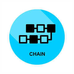 Chain icon with long shadow in circle.